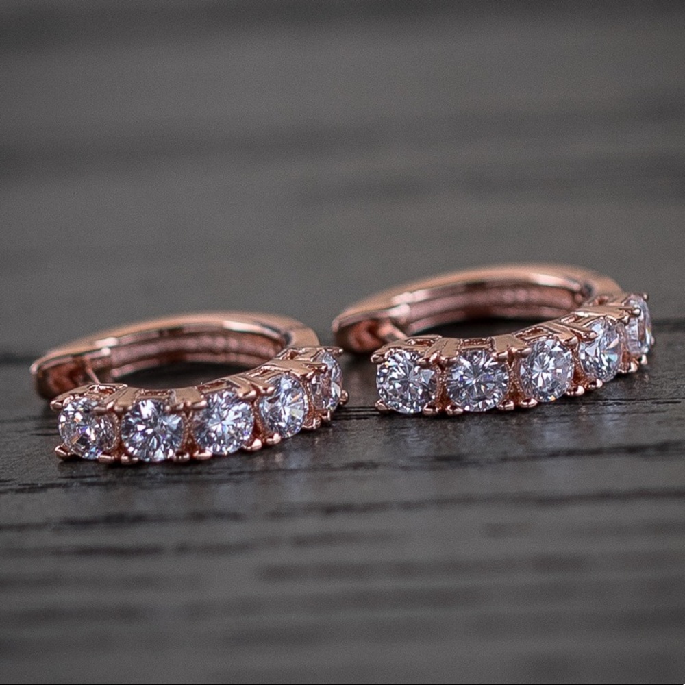 Rose Gold Diamond Hoop Earrings